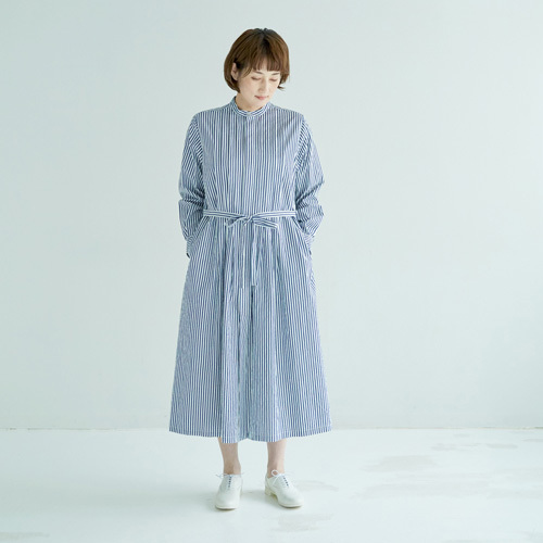 GRANDMA MAMA DAUGHTER ワッシャーストライプタックシャツ