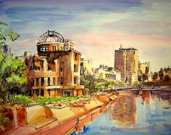 【2024最新作】 原爆ドームの水彩画 絵画