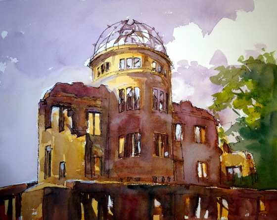 原爆ドーム 絵画 漆喰画 送料込