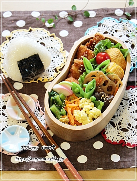 チキンカツ・すっぱ梅入りむすび弁当とペーパーホワイト水仙♪_f0348032_16495127.jpg