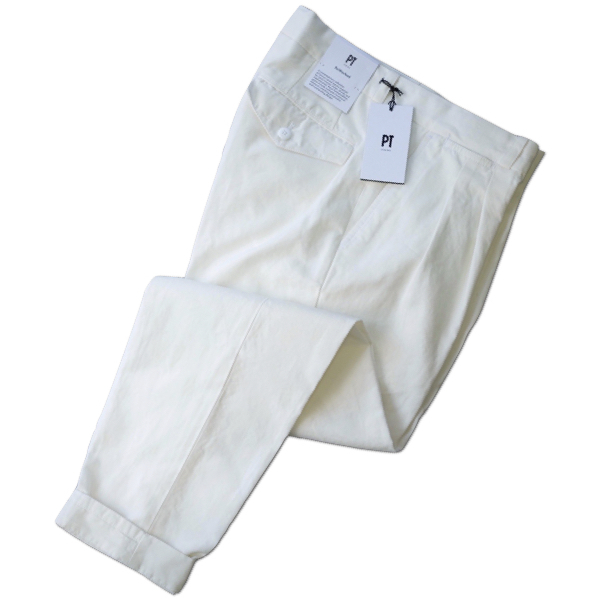 (タグ付) PT TORINO コットン リネン パンツ 2プリーツ PT TORINO SONNY FIT コットンリネン 2