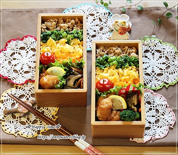 4色そぼろ弁当と今夜はハンバぁーグぅー♪_f0348032_16402872.jpg