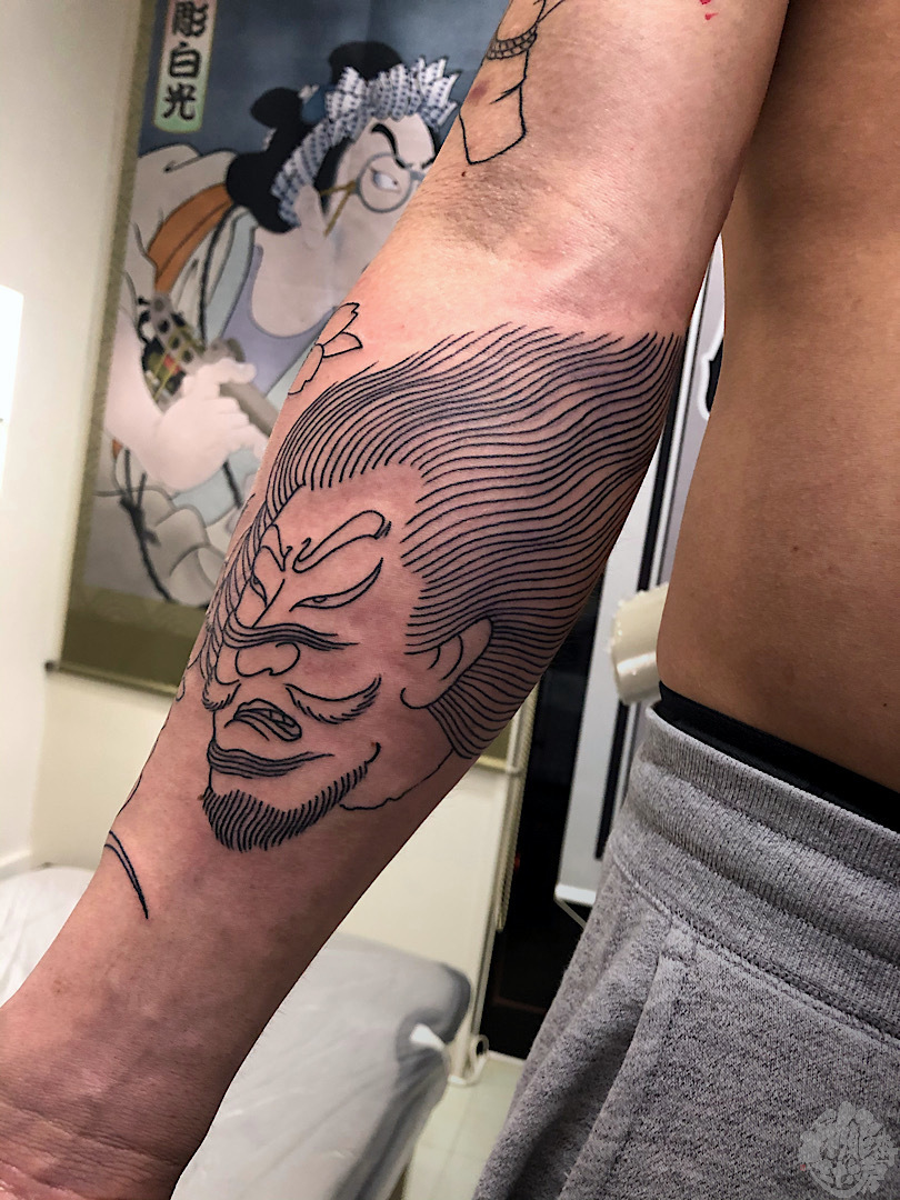 右腕九分 三面大黒 南無妙法蓮華経 生首平将門 彩躯術三十六房 Chamber36tattoostudio 右腕九分 三面大黒 南無妙法蓮華経 生首平将門 彩躯術三十六房 Chamber36tattoostudio