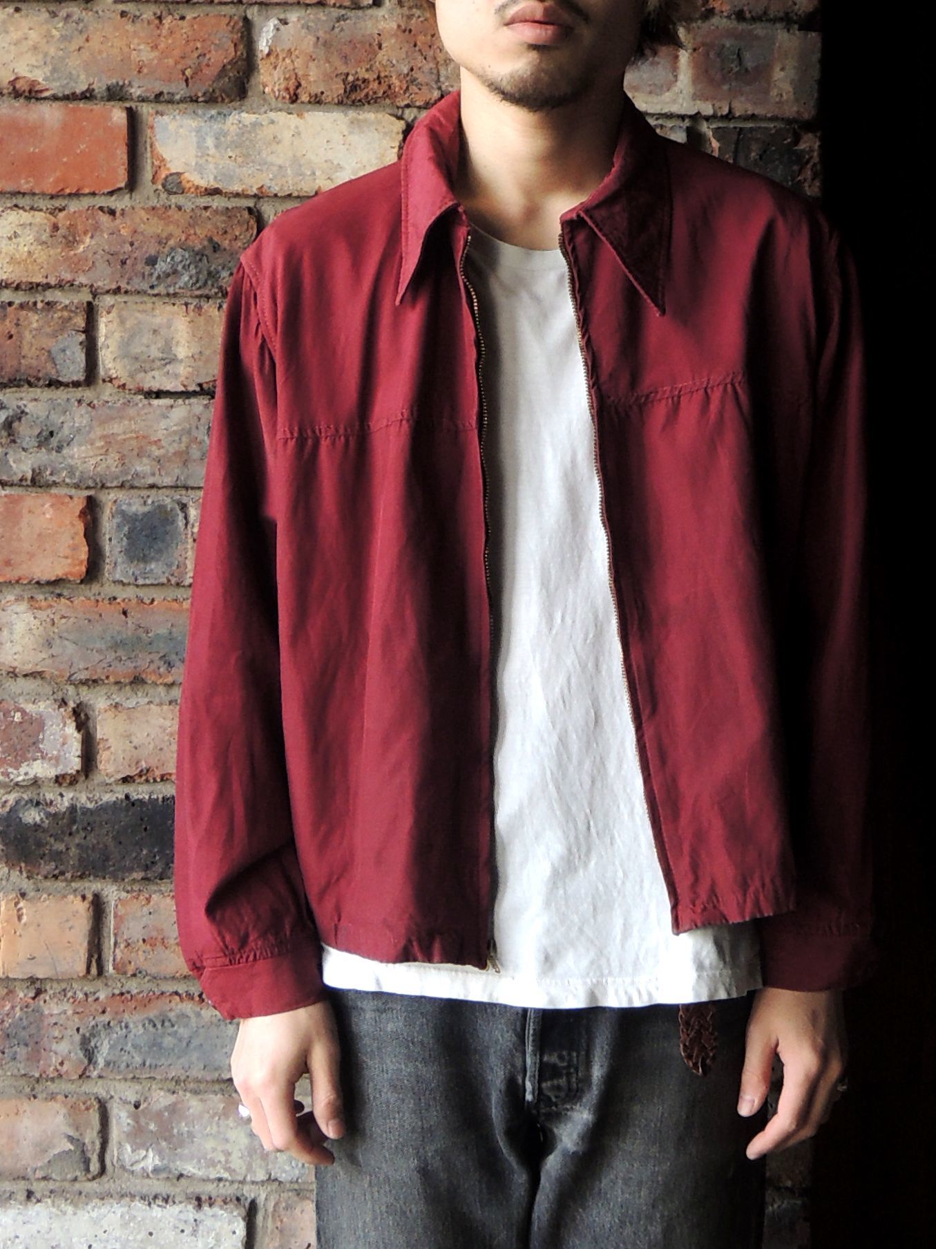 ノーザンソウル 45rpm - MODERN RECORDS 1号店 never trust NORTHERN SOUL ジャガード・クルーネック  BURGUNDY