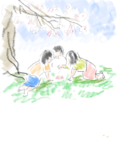 桜の木の下で遊ぶ子ら_a0232906_15571828.png