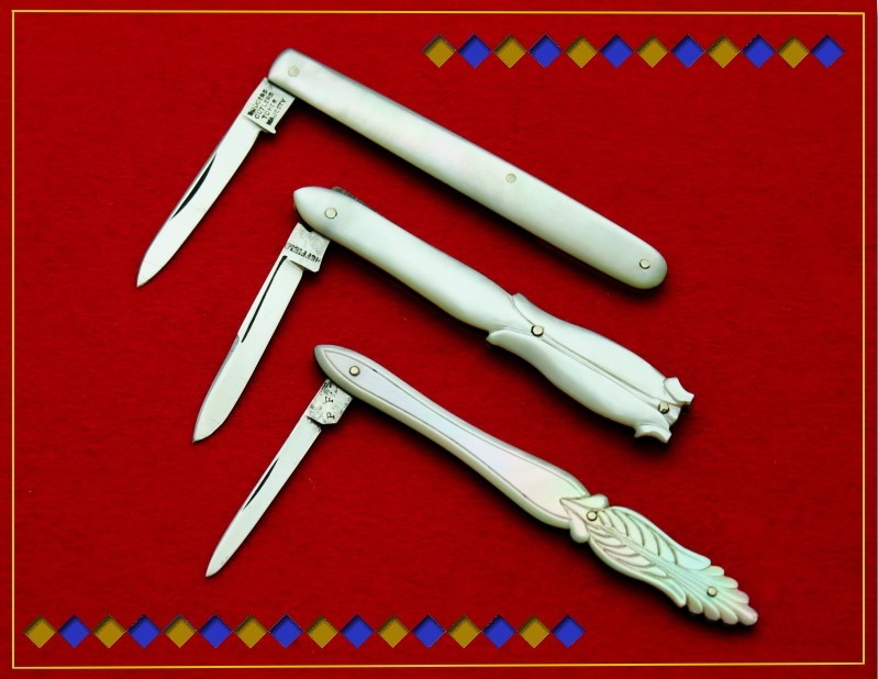 3本の白蝶貝クイルナイフ（アンティーク） : 銀器とナイフに魅せられて