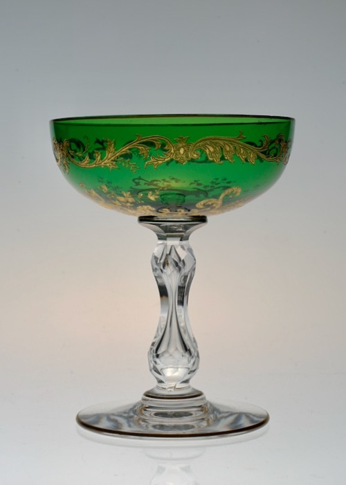 ST Louis Gold &Green \" MICADO\" Champagne Coupe_c0108595_22422196.jpeg