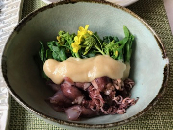 石鯛のお刺身 ホタルイカと菜の花の芥子酢味噌和え やせっぽちソプラノのキッチン2 石鯛のお刺身 ホタルイカと菜の花の芥子酢味噌和え やせっぽちソプラノのキッチン2