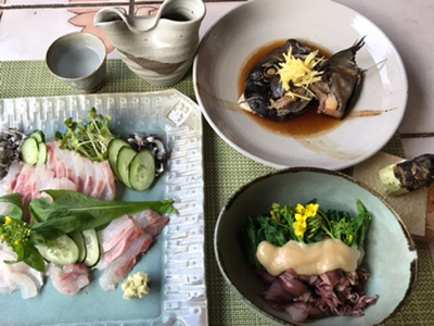 石鯛のお刺身 ホタルイカと菜の花の芥子酢味噌和え やせっぽちソプラノのキッチン2 石鯛のお刺身 ホタルイカと菜の花の芥子酢味噌和え やせっぽちソプラノのキッチン2