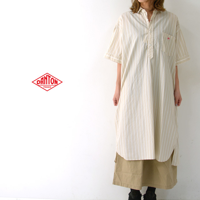 Danton ダントン W S S S Cotton Poplin Stripe Long Shirts Jd 3655 Mtp 半袖シャツ シャツワンピース Lady S Refalt Blog