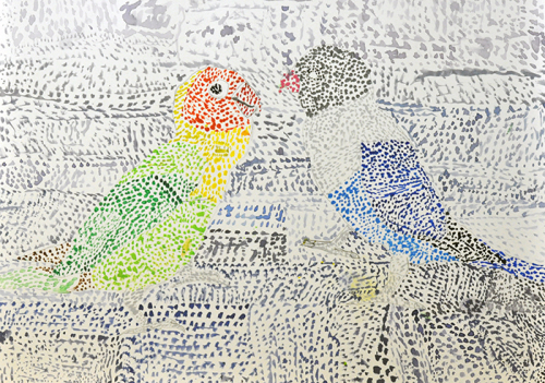 おうちで描こうよ 児童画クラス点描画_b0212226_15295130.jpg