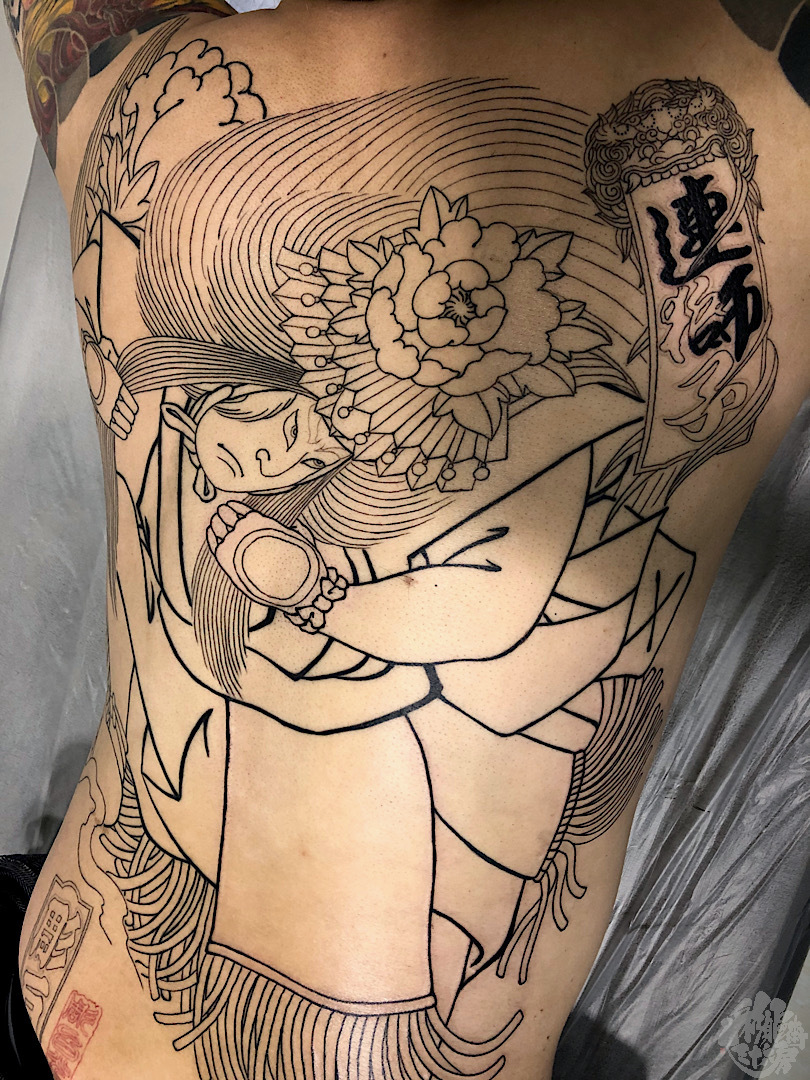 バックピース 連獅子 彩躯術三十六房 Chamber36tattoostudio
