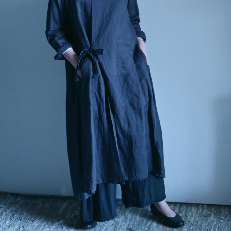 ゴーシュ ワンピース ゴーシュ コットン リネン チェック ローブ ダイ