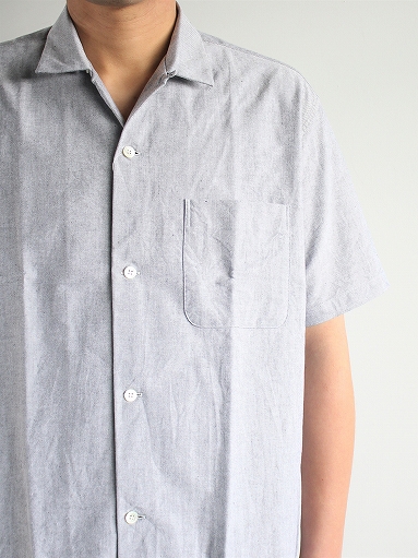 Sans limiteシャンブレー　オープンカラー シャツ　グレー　半袖 Sans limiteシャンブレー オープンカラー シャツ グレー 半袖