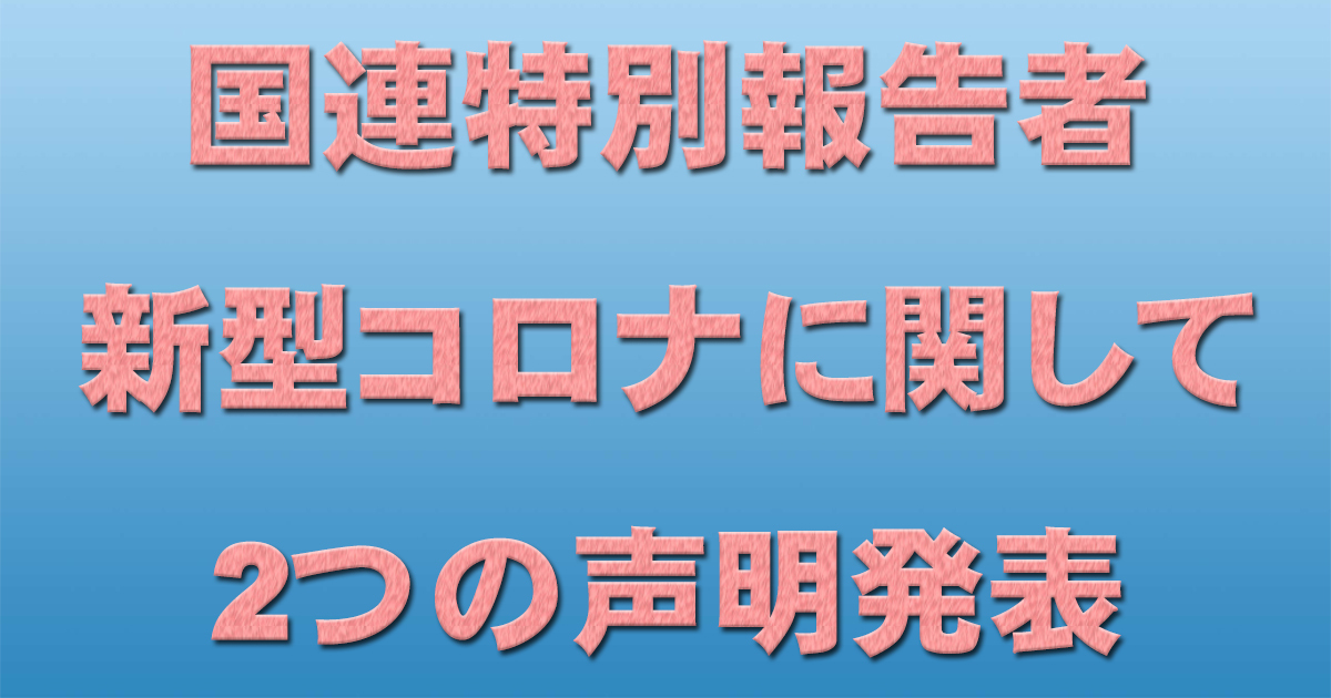 国連特別報告者　新型コロナに関して2つの声明発表_c0241022_11030164.jpg