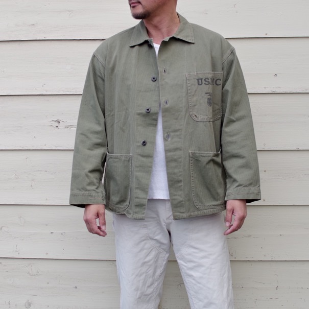 1940s WW2 USMC P-41 HBT Jacket / 大きめサイズ & 良 1940s WW2 USMC P-41 HBT Jacket / 大きめサイズ & 良
