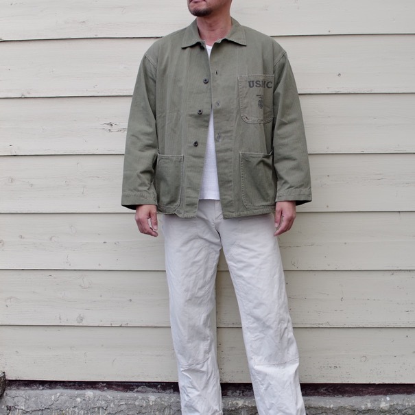 1940s WW2 USMC P-41 HBT Jacket / 大きめサイズ & 良 1940s WW2 USMC P-41 HBT Jacket / 大きめサイズ & 良