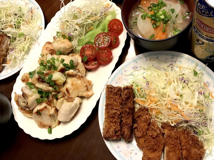 鶏むね肉のネギ塩焼きとアゲモノ♪☆祝日のランチ_c0212604_12285022.jpg