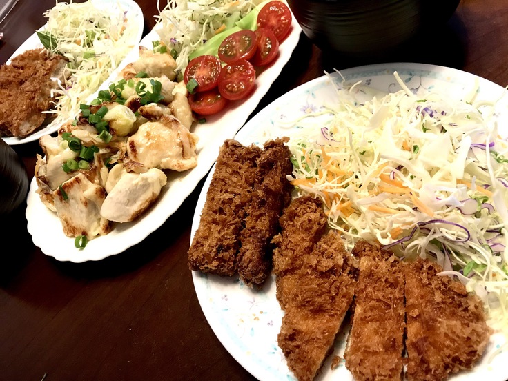 鶏むね肉のネギ塩焼きとアゲモノ♪☆祝日のランチ_c0212604_12351897.jpg