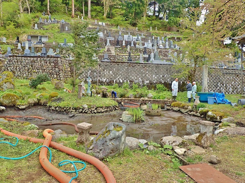 29日には毘沙門堂の「琵琶湖池」で泥上げ作業がありました_c0336902_21405230.jpg