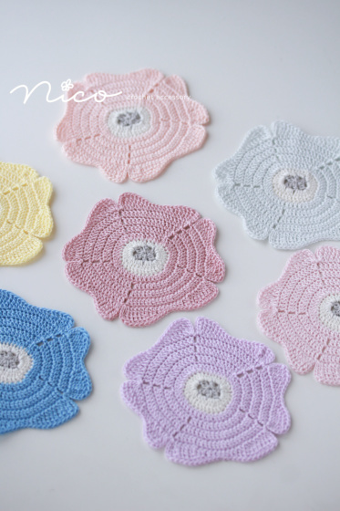 編んでみてね お花のコースター 編み図公開 Nico ちいさな編み物たち