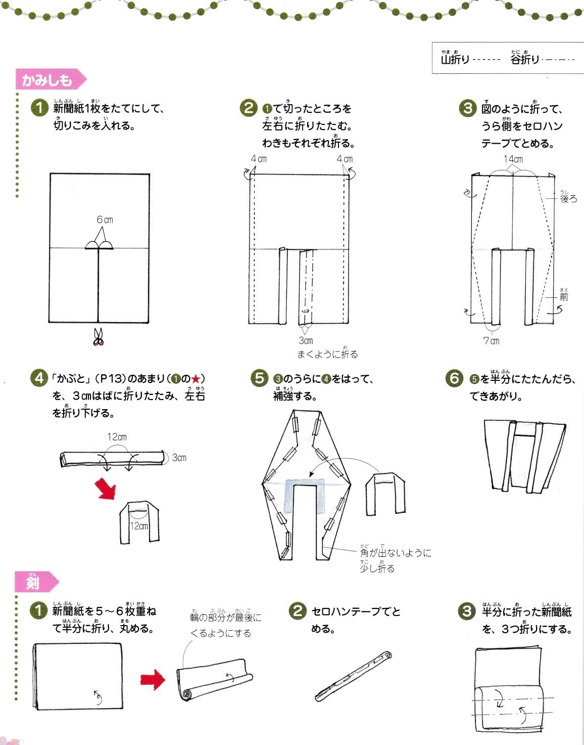 紙武者 新聞紙で作る かみしもセット作り方 早未恵理の あそび Tips