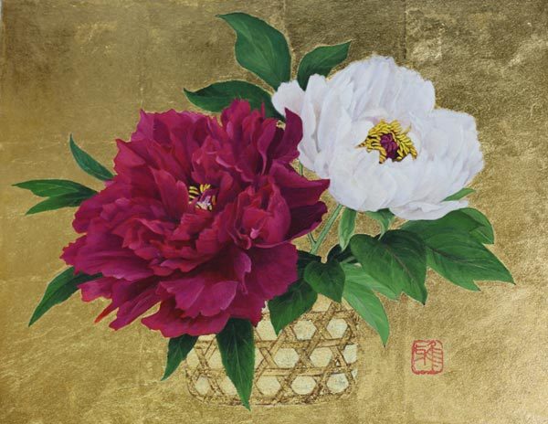 牡丹 6号f 日本画 岩絵の具 金箔 紙本 阿倍野ハルカスで21 1 1 26展示予定 黒川雅子のデッサン Blog版