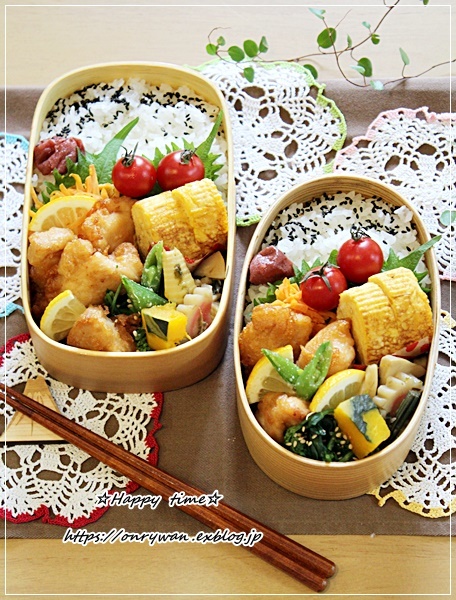 からあげ弁当といつもの角食と庭から♪_f0348032_16110671.jpg