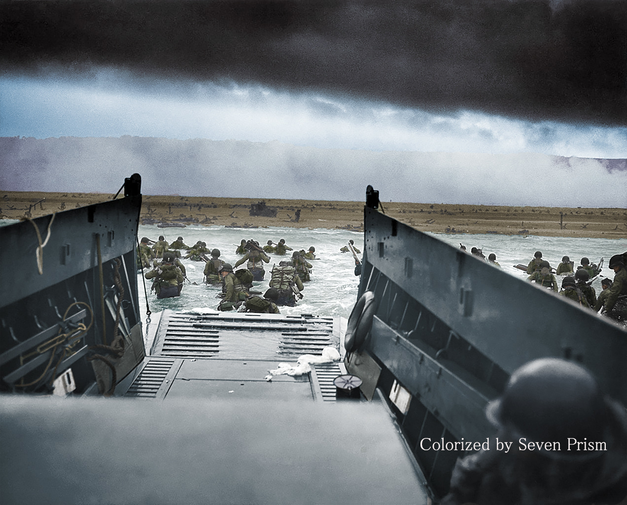 死の虎口の中へ ノルマンディーオマハビーチ 1944年 Colorized War And Peace モノクロ写真のデジタル着色