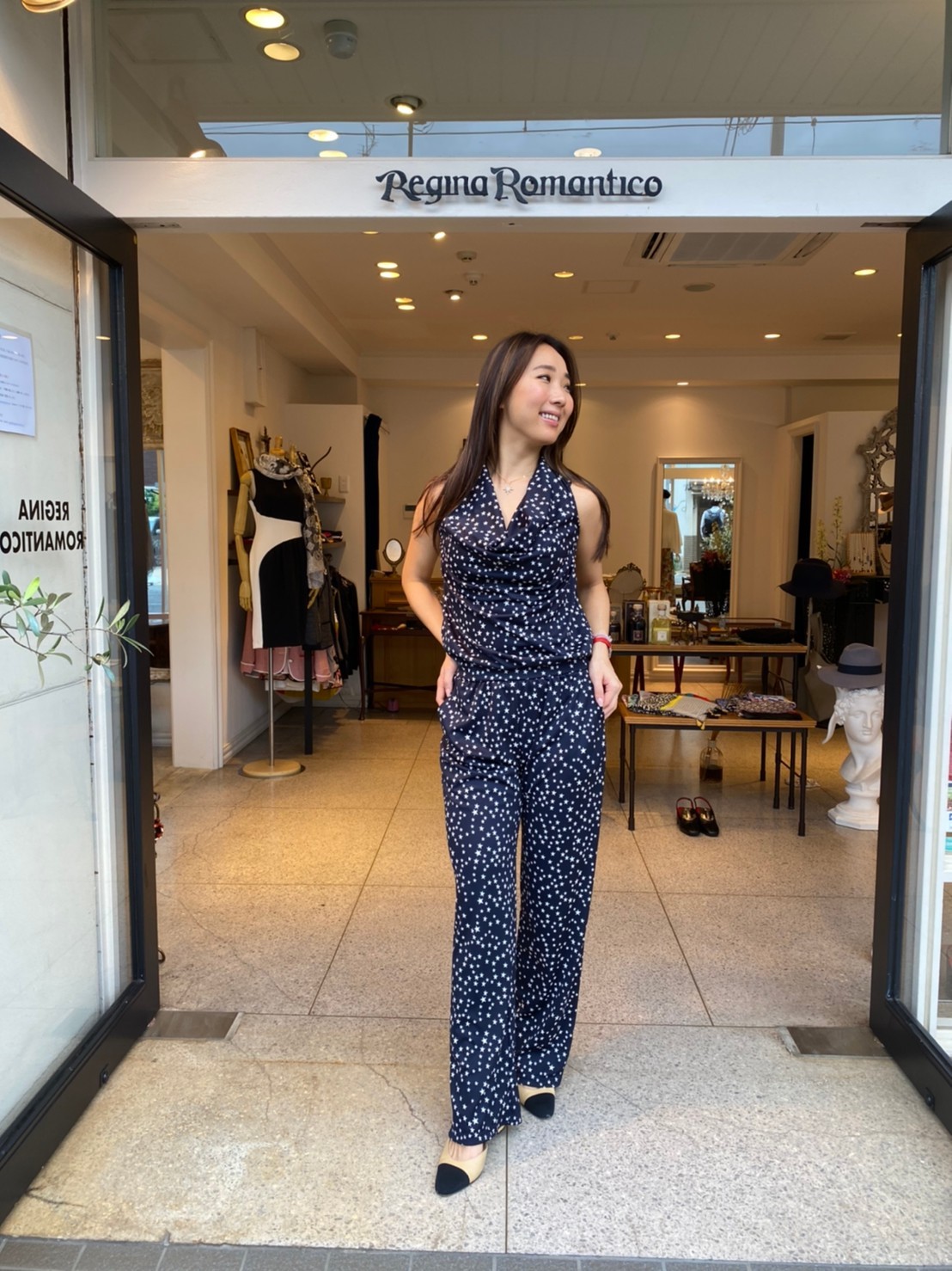 REGINA ROMANTICO ペガサス柄 ストレッチ オールインワン 夏 REGINA ROMANTICO ペガサス柄 ストレッチ オールインワン 夏