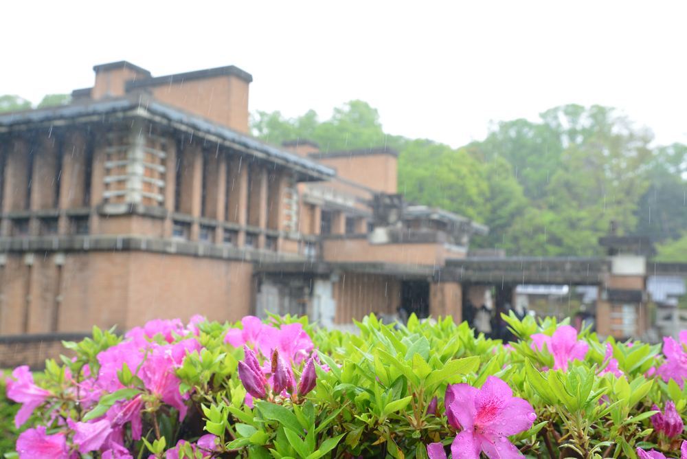 帝国ホテル中央玄関とツツジの花_e0373930_11524121.jpg