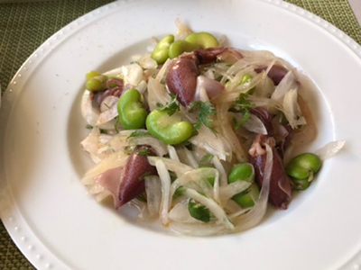 黄ハタと石鯛のカルパッチョ 蛍烏賊とスイートオニオンのマリネ やせっぽちソプラノのキッチン2 黄ハタと石鯛のカルパッチョ 蛍烏賊とスイートオニオンのマリネ やせっぽちソプラノのキッチン2