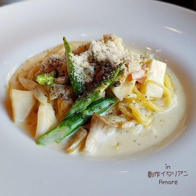 本日のランチはむき浅利 エリンギ アスパラのクリームパスタ 札幌のイタリアン 札幌のwebプランナー 松島タツオの安くて効果のあるseo対策