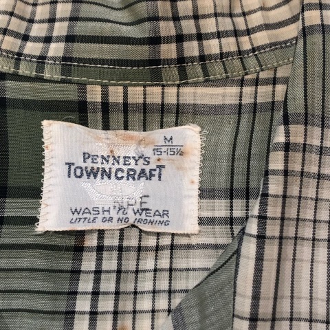 1960s \" PENNEY\'S - TOWN CRAFT - \" 100% Pima cotton S/S BOX-TAIL CHECK SHIRTS ※ヘルスニット春夏コットンソックス入荷 !!_d0172088_19365224.jpg