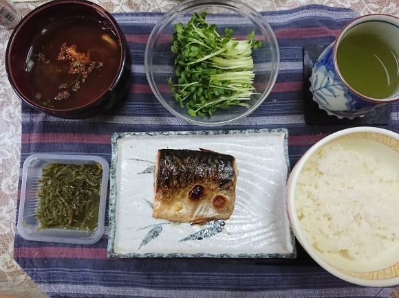 6/2 焼塩鯖めかぶ大葉浅漬けご飯定食@自宅_b0042308_11103599.jpg