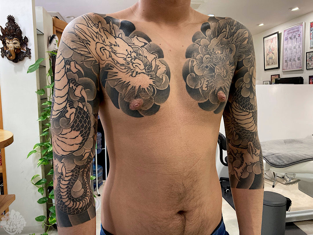 両腕七分 龍 彩躯術三十六房 Chamber36tattoostudio