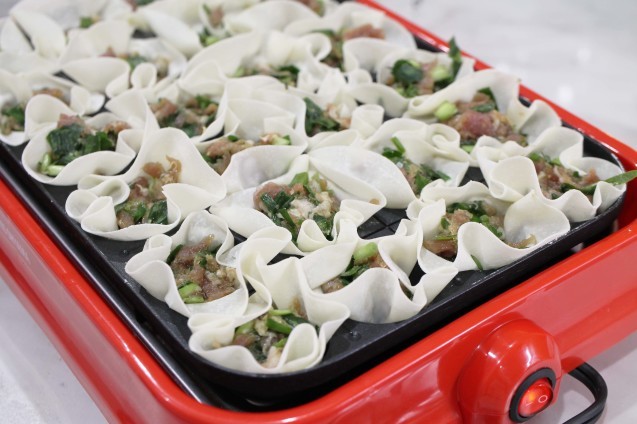 「ねぎもち」とたこ焼き器で「まん丸餃子」_d0377645_23443641.jpg
