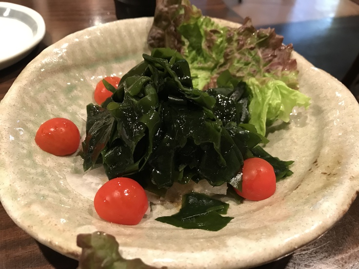 鴨あみ焼きとわかめサラダ@ひのや(橋本)_c0212604_1353031.jpg