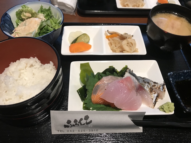 お刺身とアジフライの定食@ふらんこ(立川)_c0212604_12294473.jpg