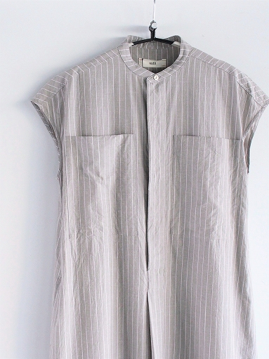 unfil　striped cotton & silk - poplin sleeveless long shirt / grey_b0139281_12245688.jpg