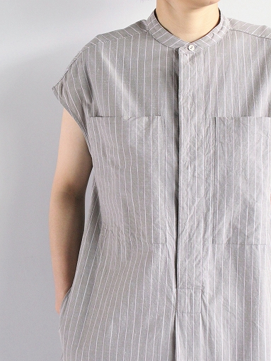 unfil　striped cotton & silk - poplin sleeveless long shirt / grey_b0139281_12254985.jpg