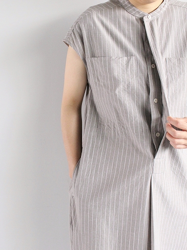unfil　striped cotton & silk - poplin sleeveless long shirt / grey_b0139281_12261868.jpg