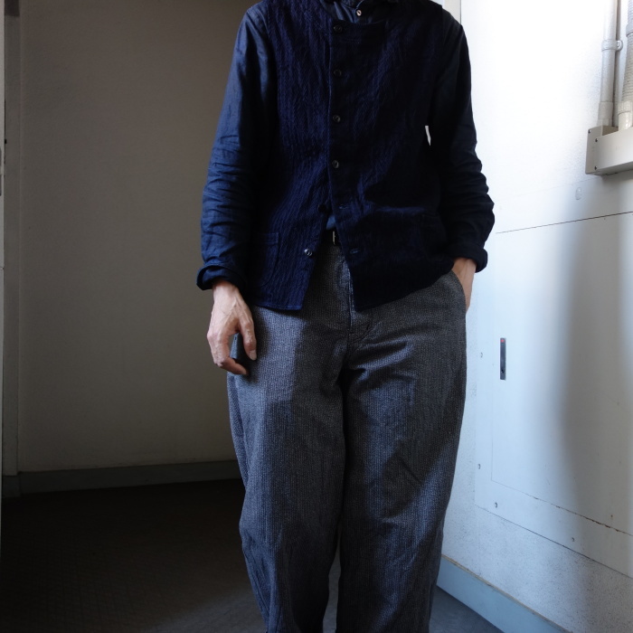 8月の製作 / DA frenchwork indigo vest_e0130546_17415702.jpg