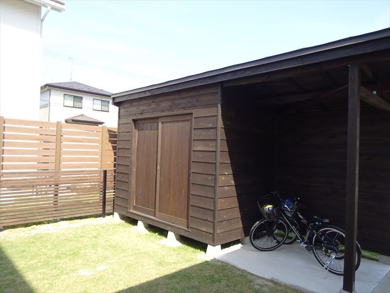 国分通の家 自転車小屋 物置小屋 新築工事 完成しました 岩井沢工務所の現場日記