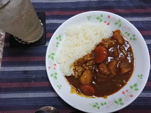 6/21夕飯 キリン零ICHI、チョーヤノンアルコールウメッシュ、アボガドのにんにく卵黄ダレ、弟特製カレーライス@自宅_b0042308_23441628.jpg