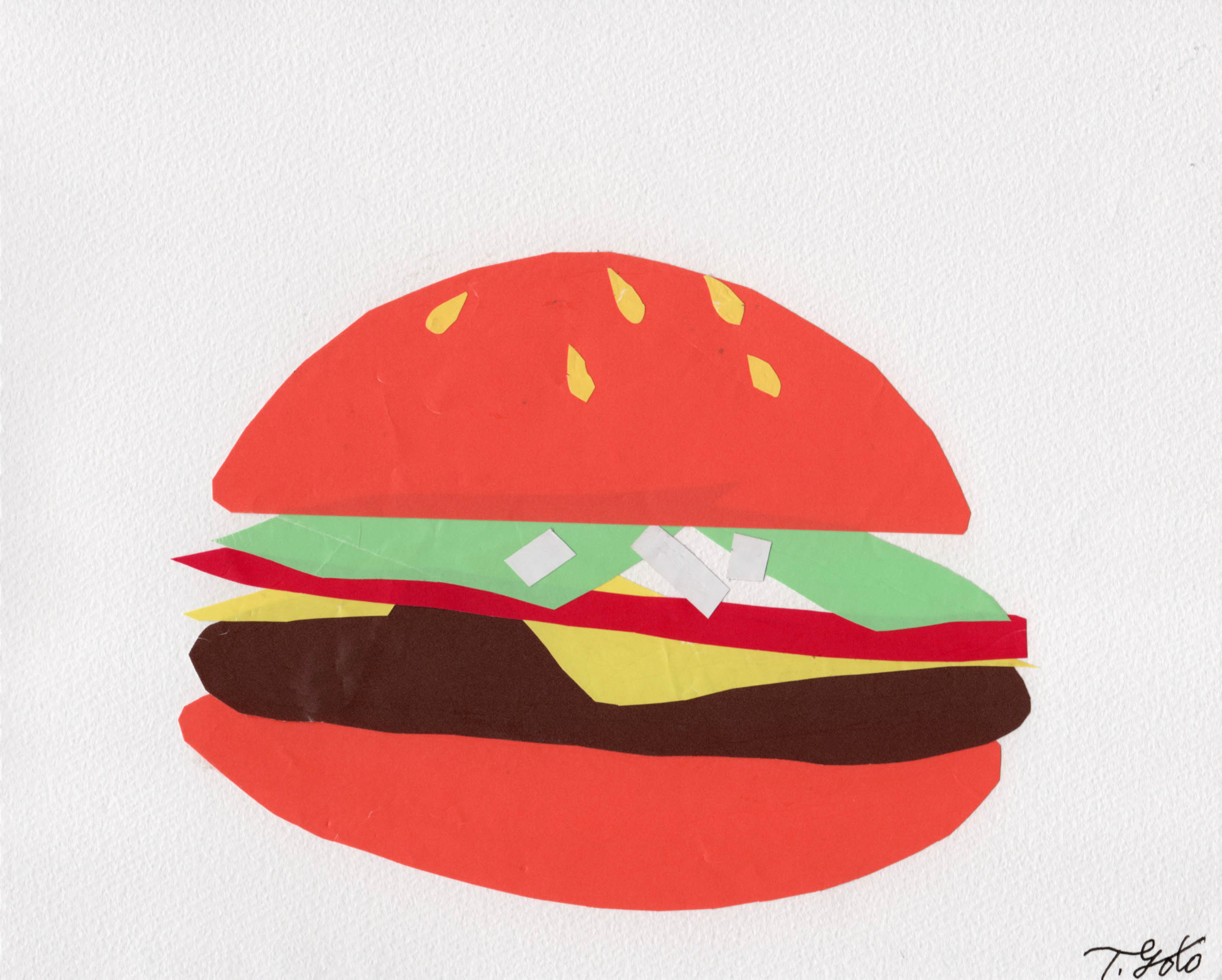 ハンバーガー 切り絵おやじ ハンバーガー 切り絵おやじ