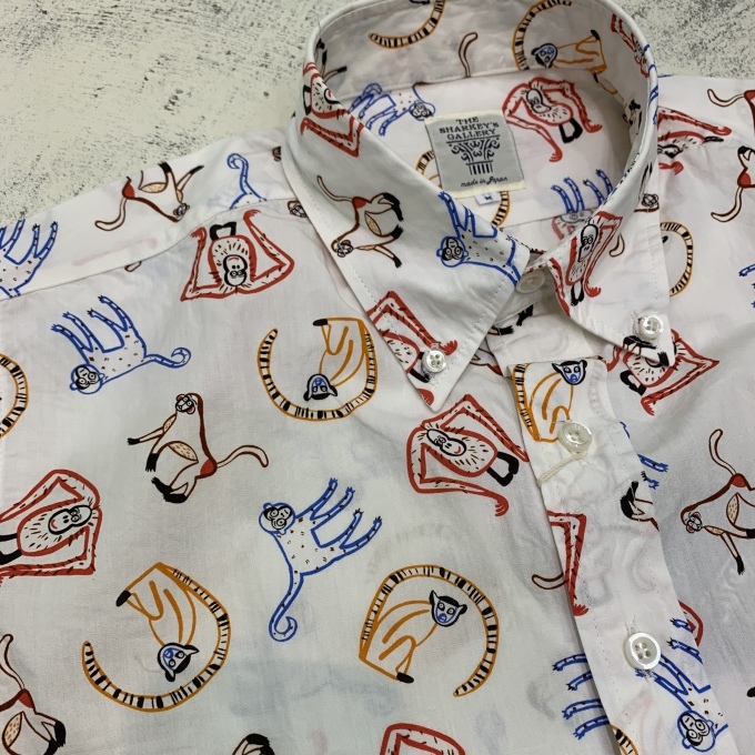 新品　THE SHARKEY'S GALLERY 魚柄シャツ　日本製　綿100% THE SHARKEY'S GALLERY 新作シャツ : WORKS. 鳳店