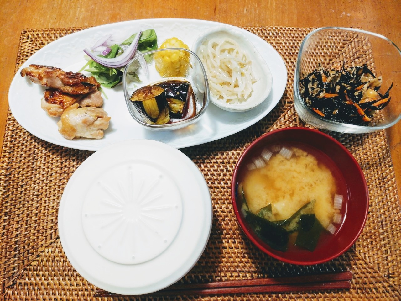 栗原はるみさん照り焼きチキン&茄子の揚げ浸し_c0403476_07183931.jpg