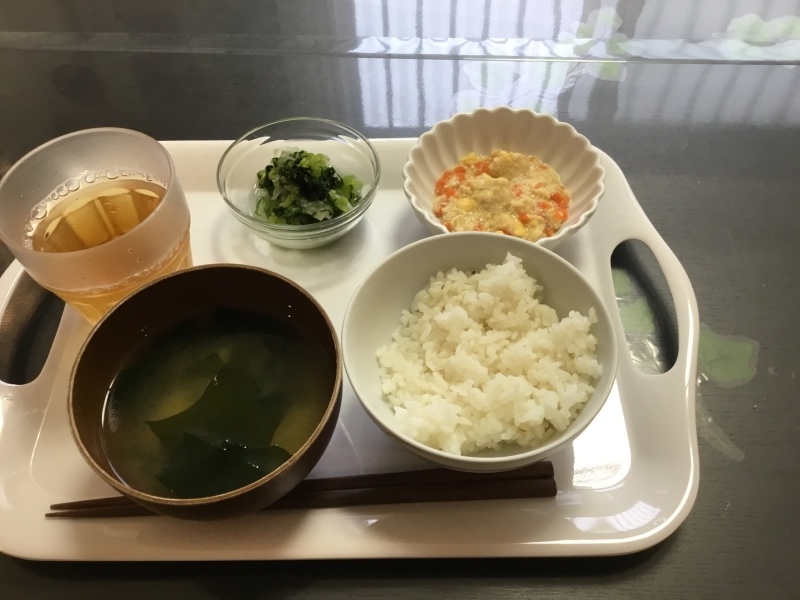 朝食 炒り豆腐 野沢菜大根 今日の献立