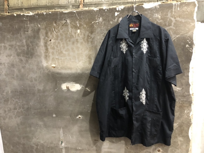 黒キューバシャツ フレンチラコステ 大阪 寺田町古着屋 Litter